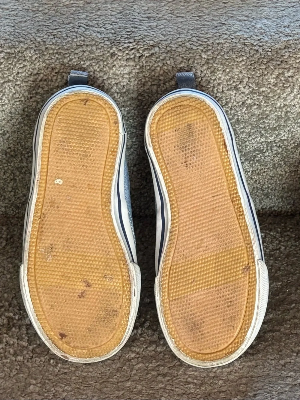 Old Navy Blue and White Striped Canvas Slip-Ons